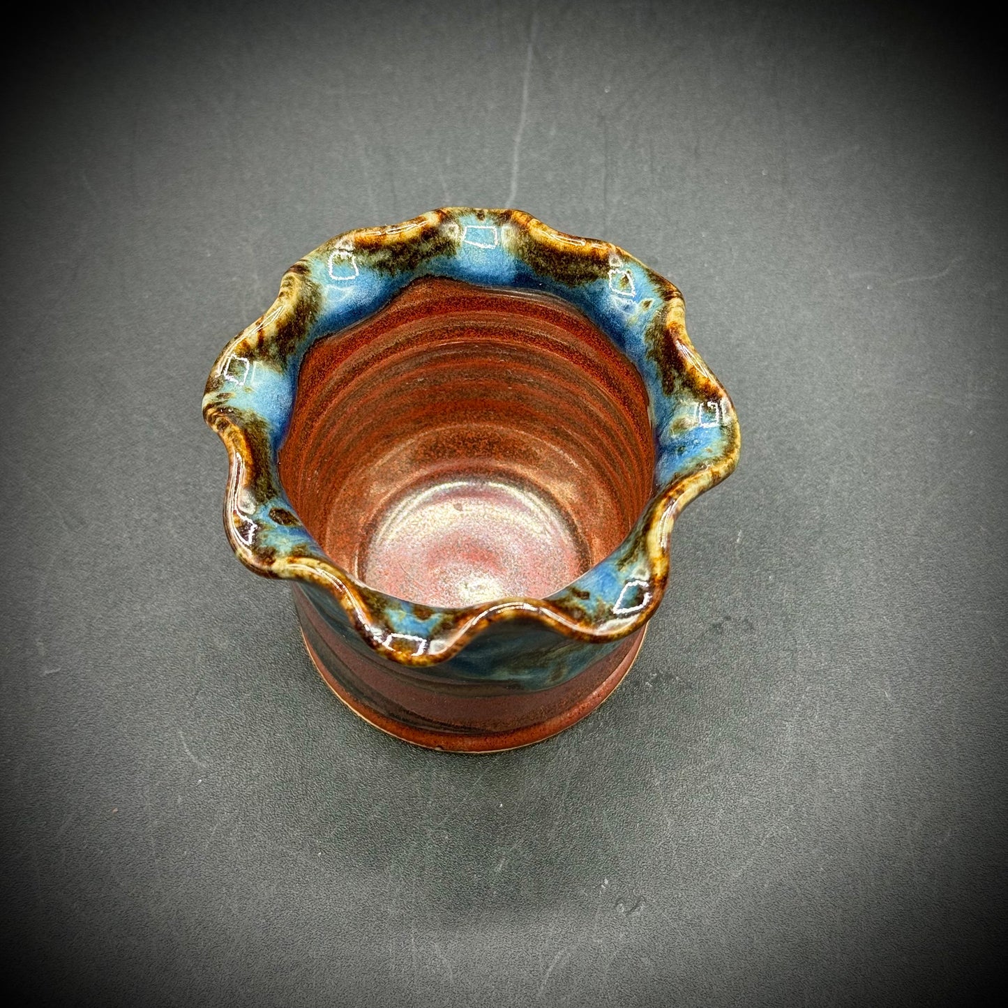 Whitefish, Montana Pottery Colorful Small Ruffle Vase