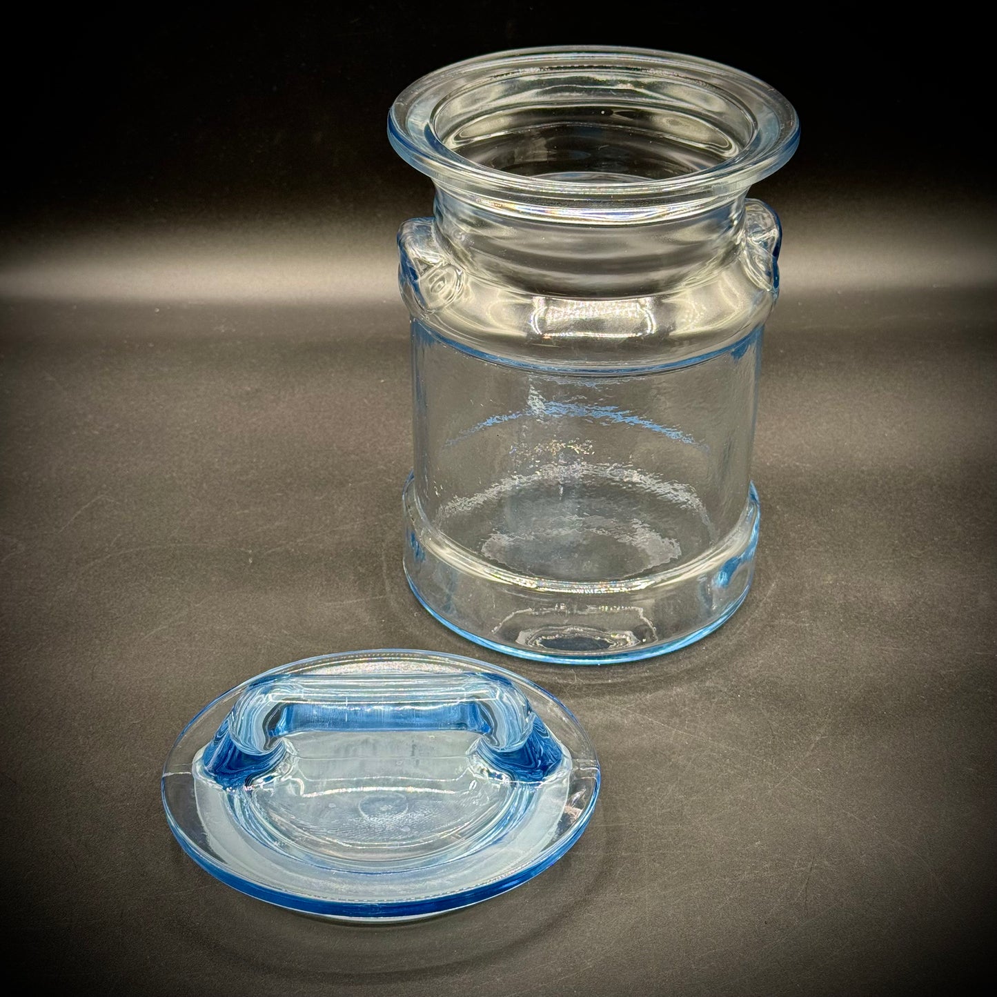 Vintage L.E. Smith Blue Glass Milk Can Canister