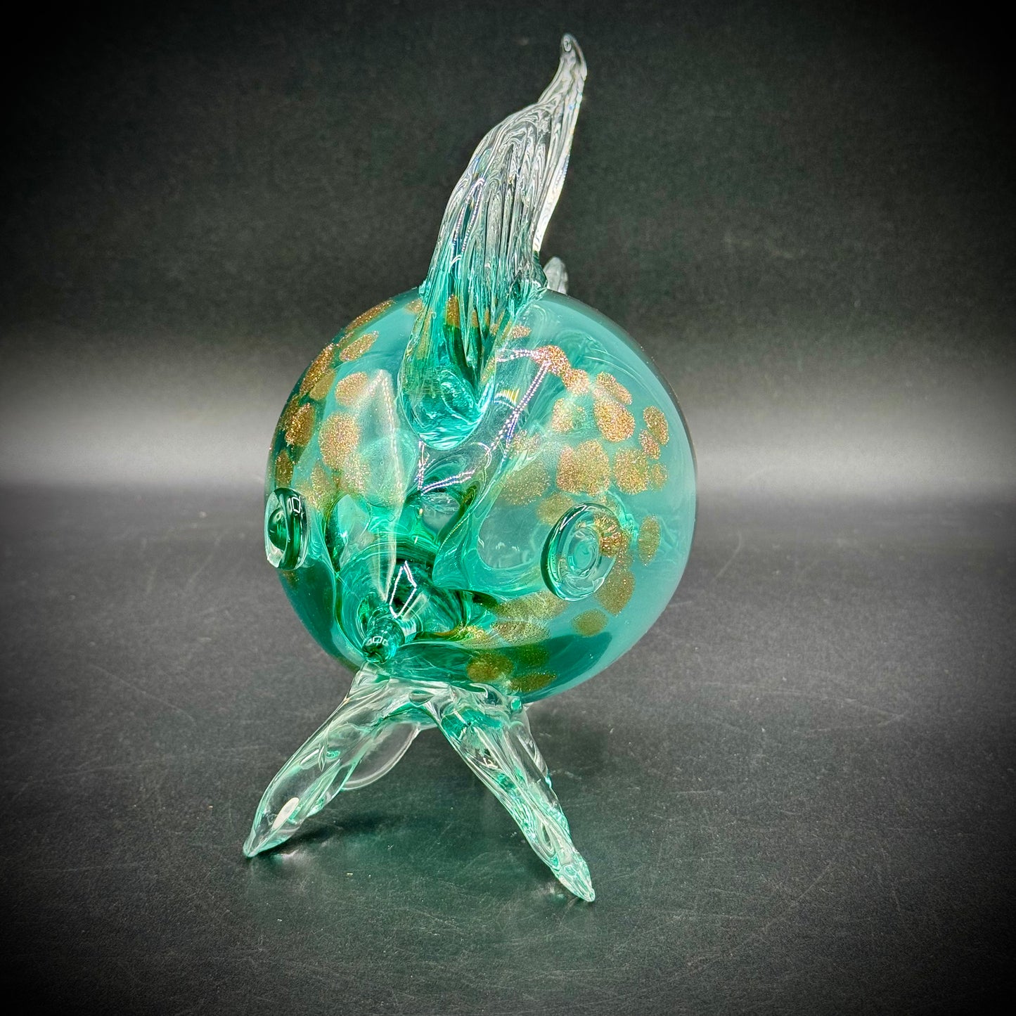 Large Blown Art Glass Fish with Gold Accents