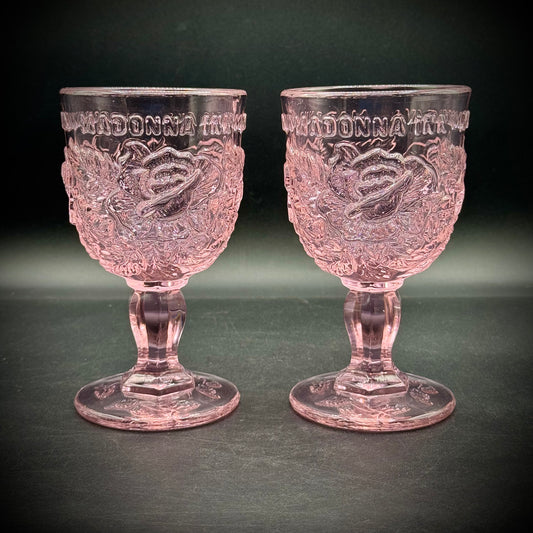 Pair of Vintage Fenton L.G. Wright Pink Large Madonna Inn Goblets