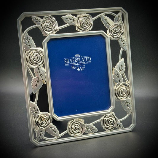 Silver Plated Rose Motif Picture Frame
