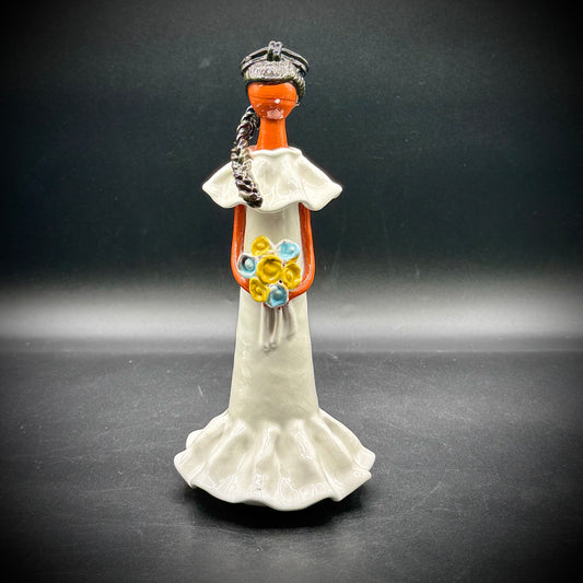 Artisan Made Dominican Terra Cotta Faceless Doll Ceramic Figurine