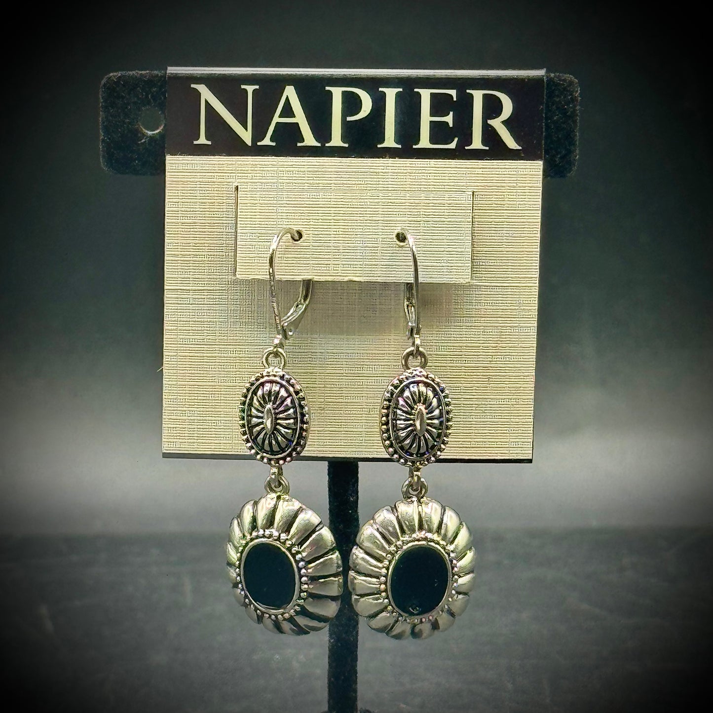 Vintage Napier Silver Tone Dangle Earrings - New on Board