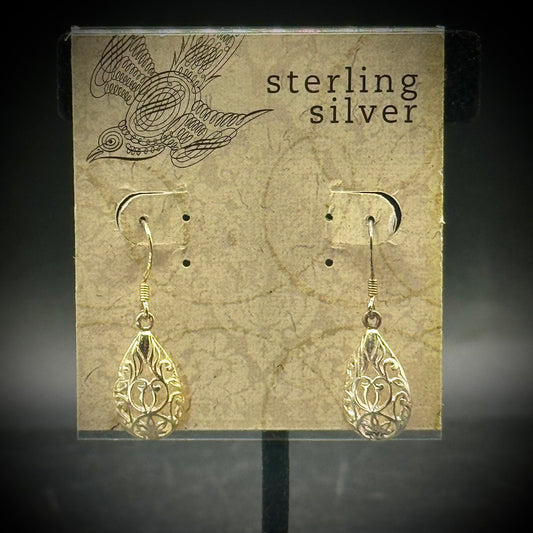 Sterling Silver Filagree Dangle Earrings - New on Board