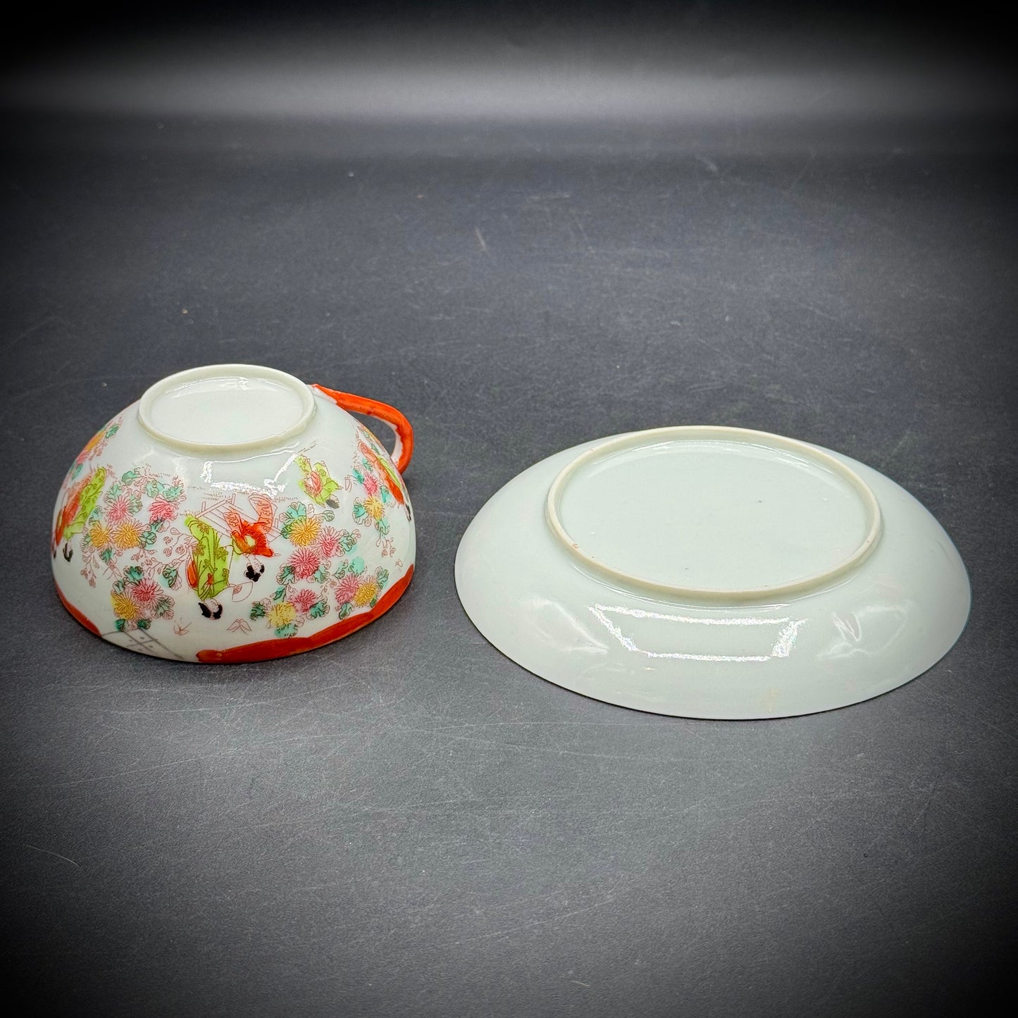 Vintage Japanese Geisha Motif Delicate Tea Cup & Saucer