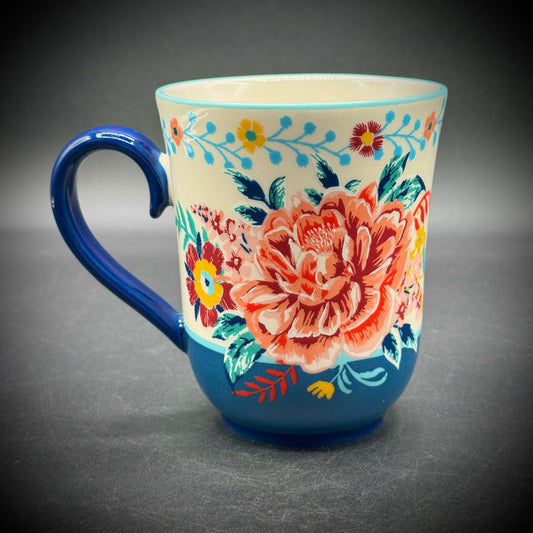 New with Label Pioneer Woman White & Blue Flower Mug