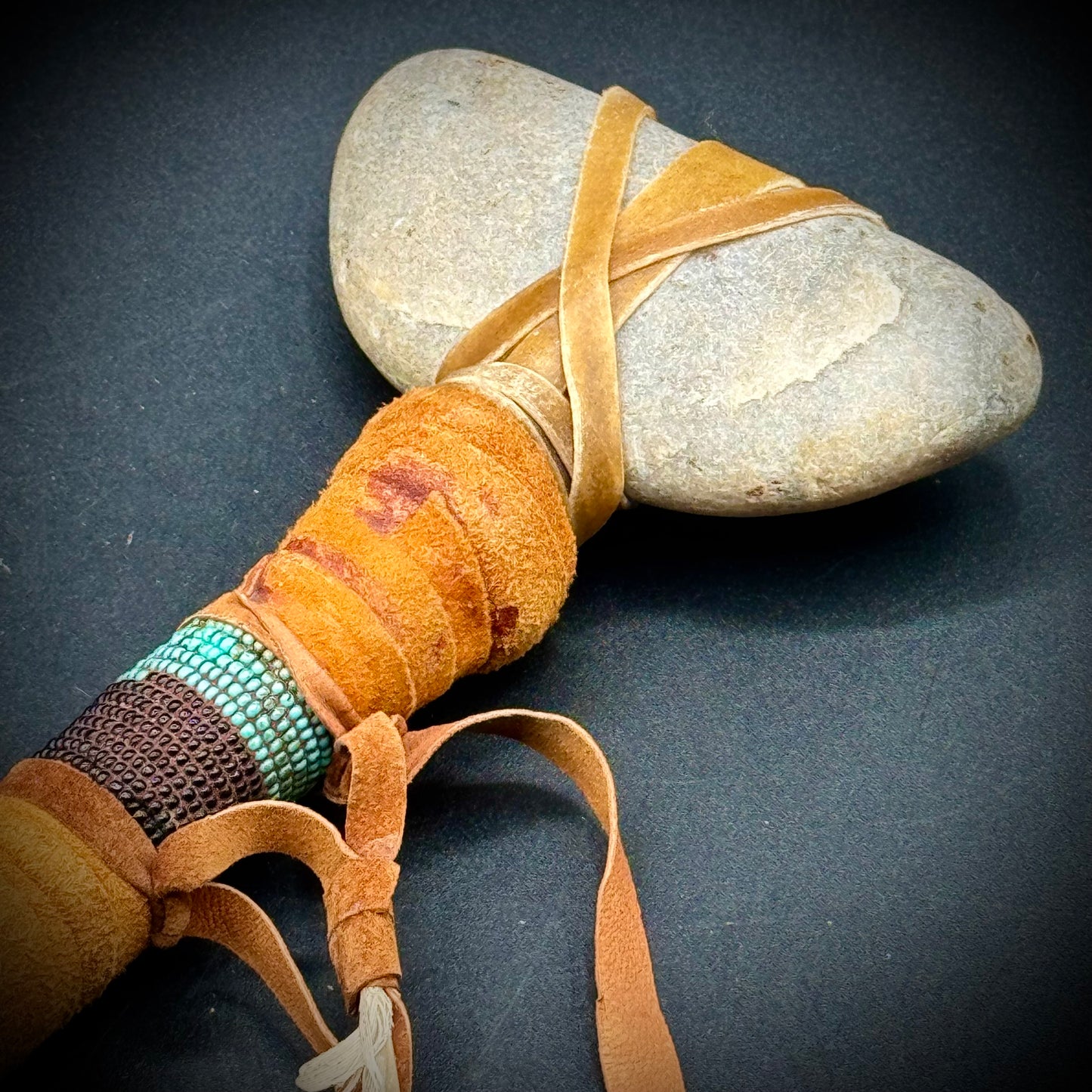 Native American Stone Head Tomahawk with Original Artist CoA