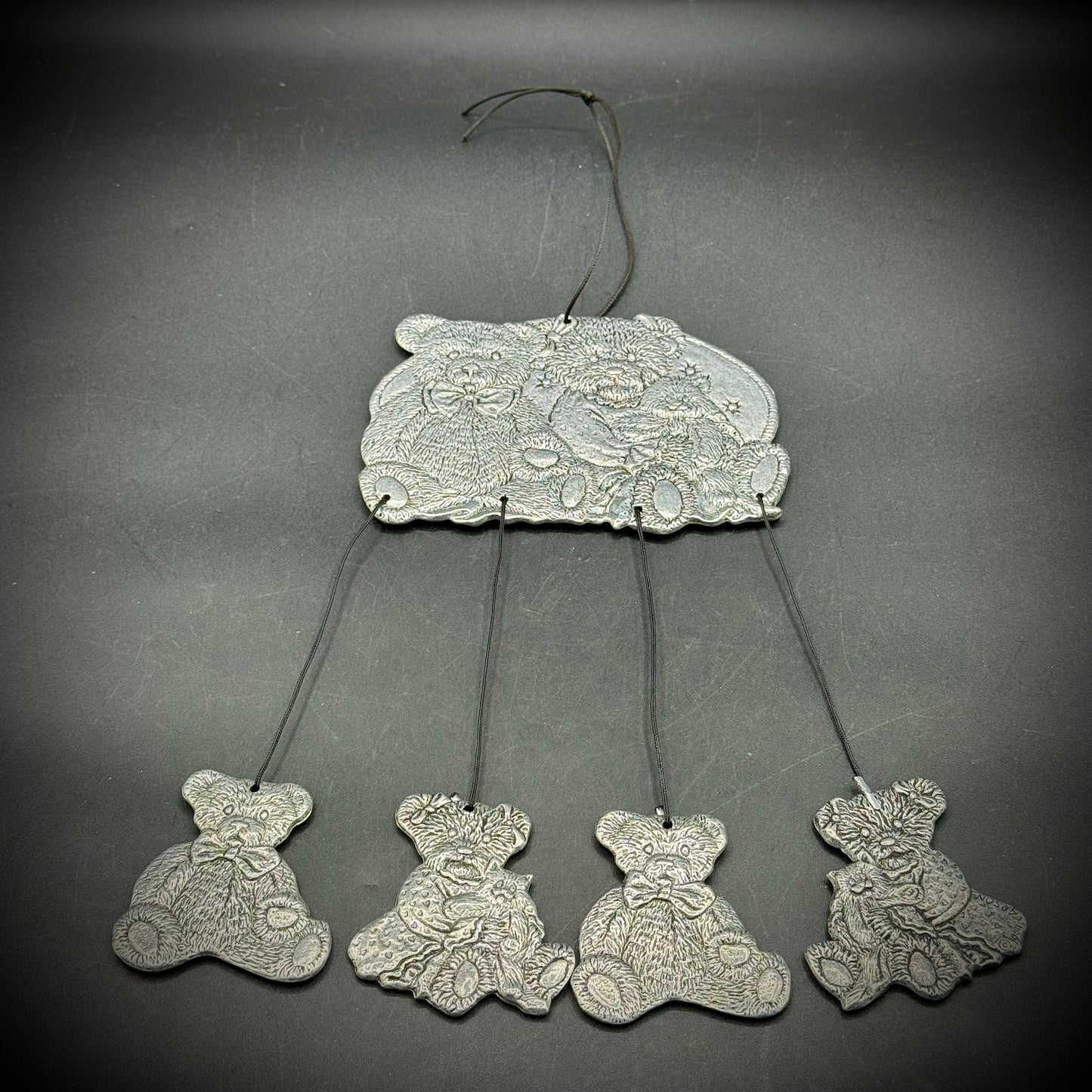 Vintage 1994 Carson Bear & Cat Metal Windchime