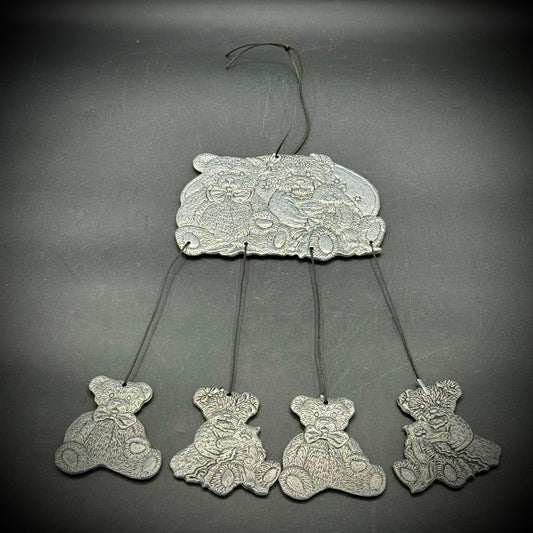Vintage 1994 Carson Bear & Cat Metal Windchime