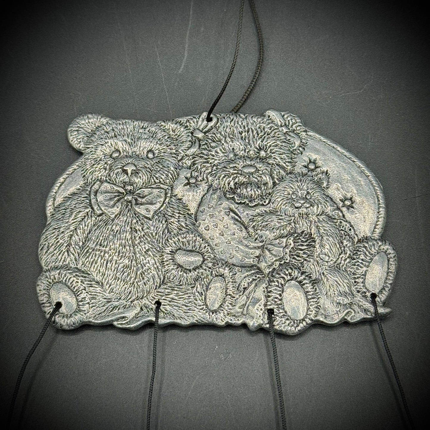 Vintage 1994 Carson Bear & Cat Metal Windchime