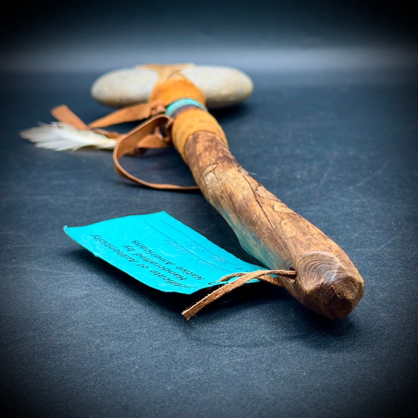 Native American Stone Head Tomahawk with Original Artist CoA