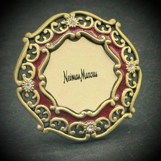 Jay Strongwater Neiman Marcus Small Frame #09 - Round Gold Scrollwork with Red Enamel & Crystals (Copy)
