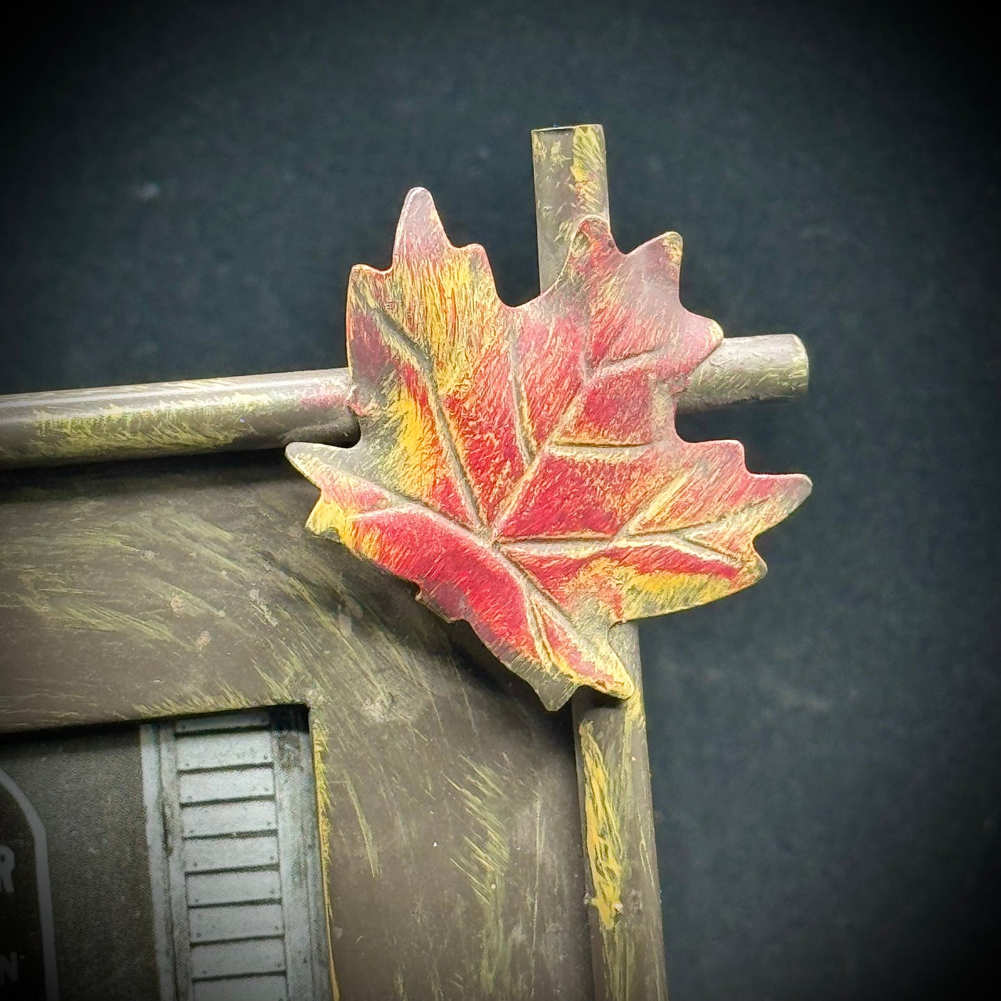 Arts & Crafts Style Leaves Frame with Vintage Print