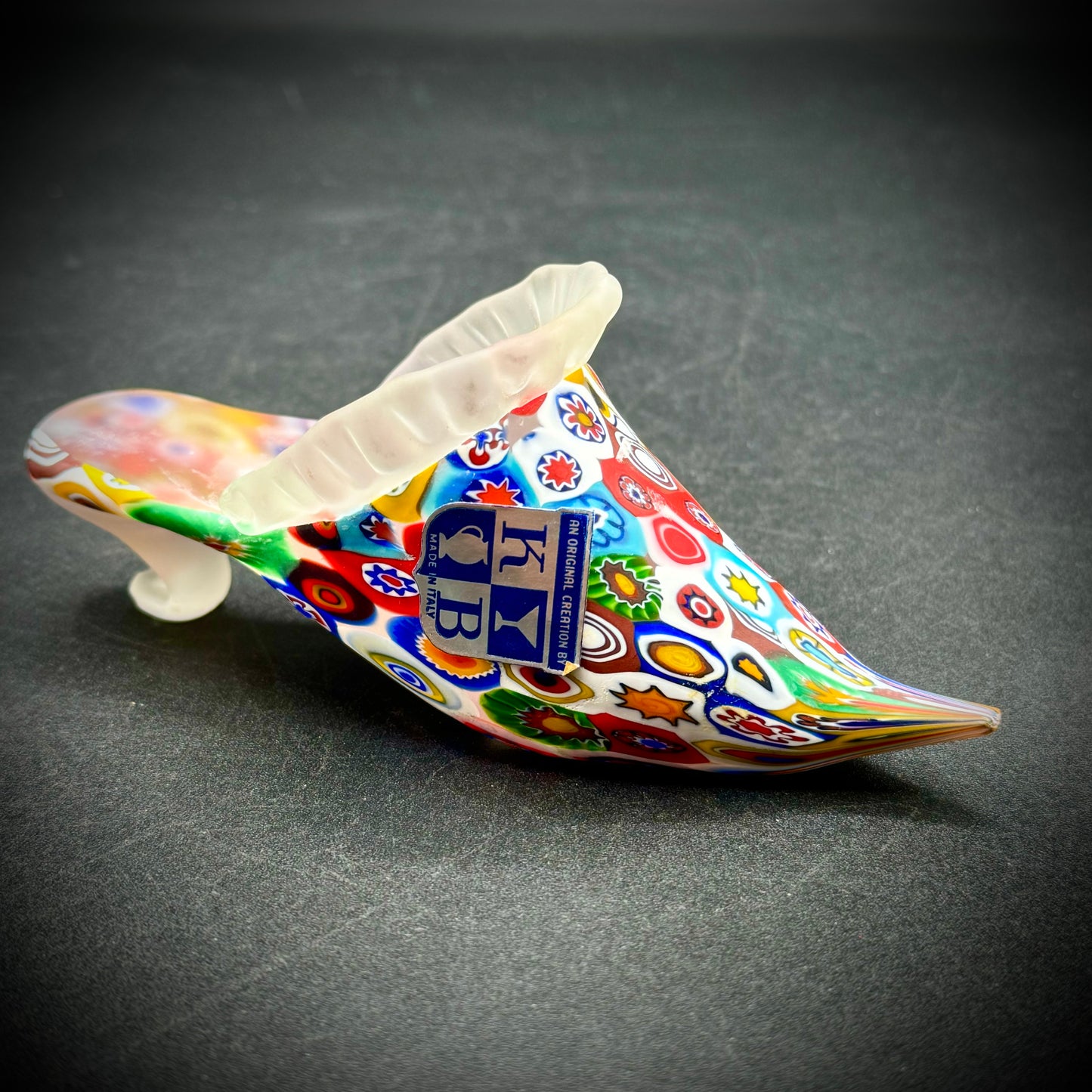 KB Italy Murano Millefiori Glass Slipper Shoe