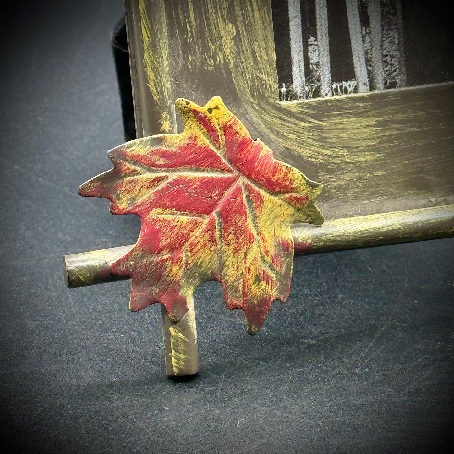 Arts & Crafts Style Leaves Frame with Vintage Print