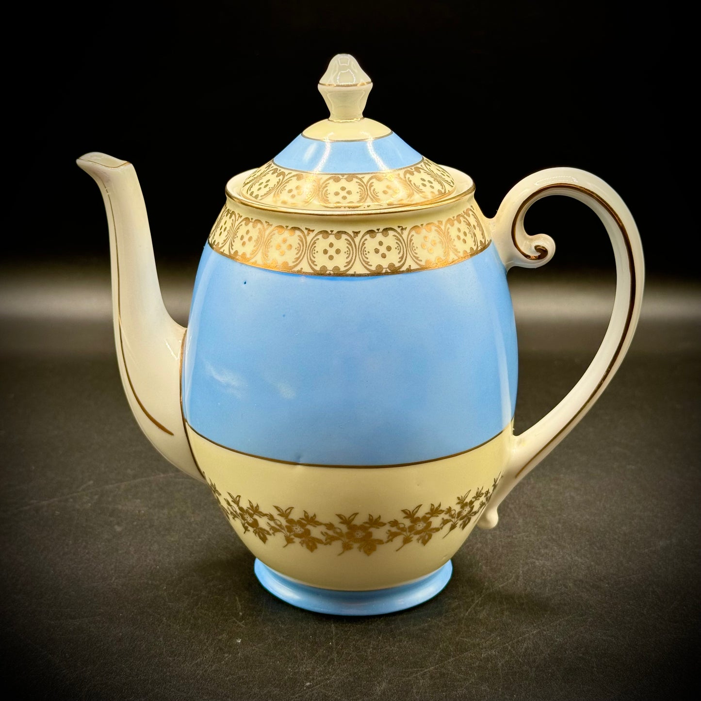 Vintage Robin's Egg Blue w/Gold Trim Czech Teapot