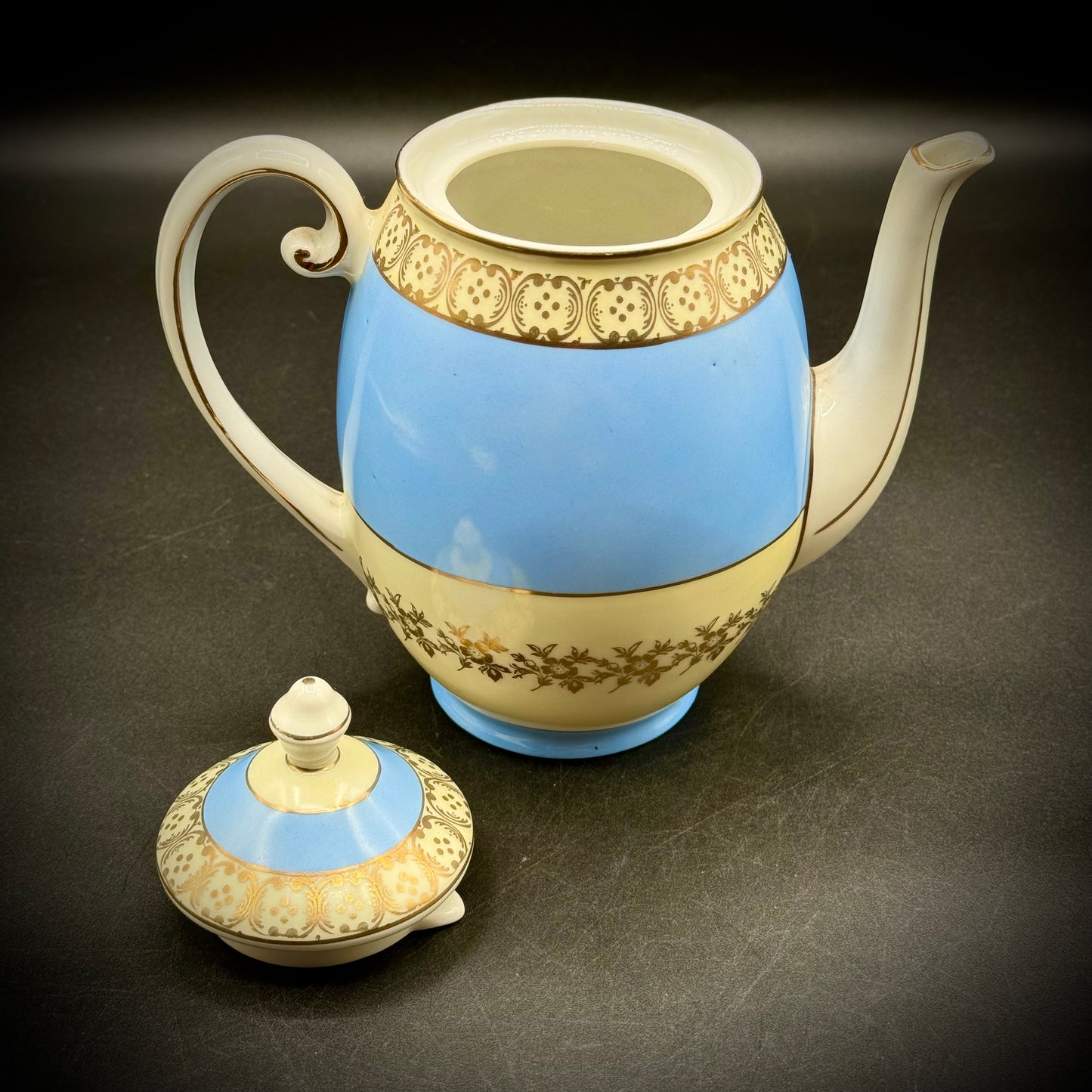 Vintage Robin's Egg Blue w/Gold Trim Czech Teapot