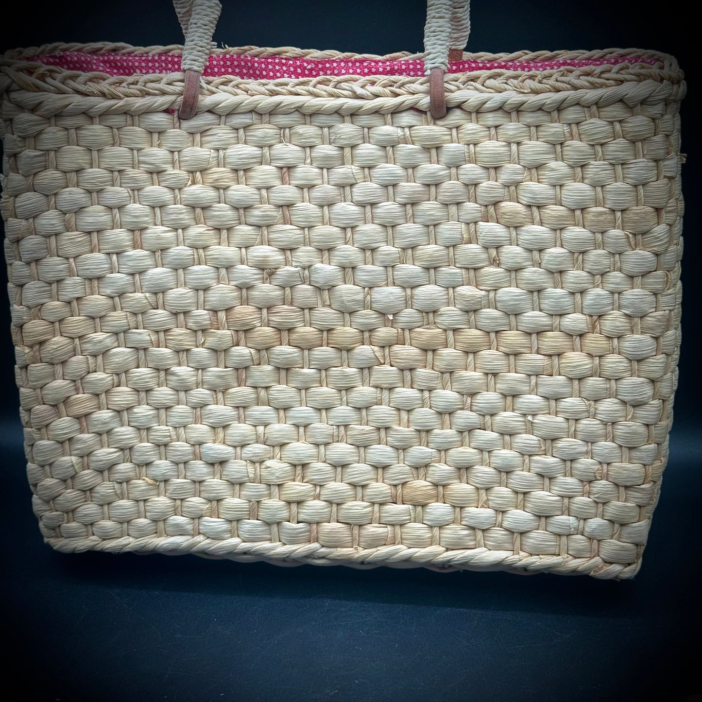 QVC Style USA Patriotic Motif Straw Bag with Large Handles - New with Tags