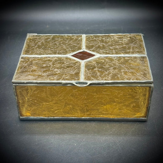 Vintage Lead Lined Stained Glass Lidded Box