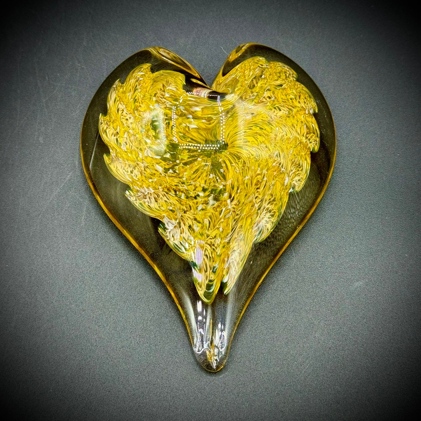 Hand Blown Art Glass Heart Paperweight