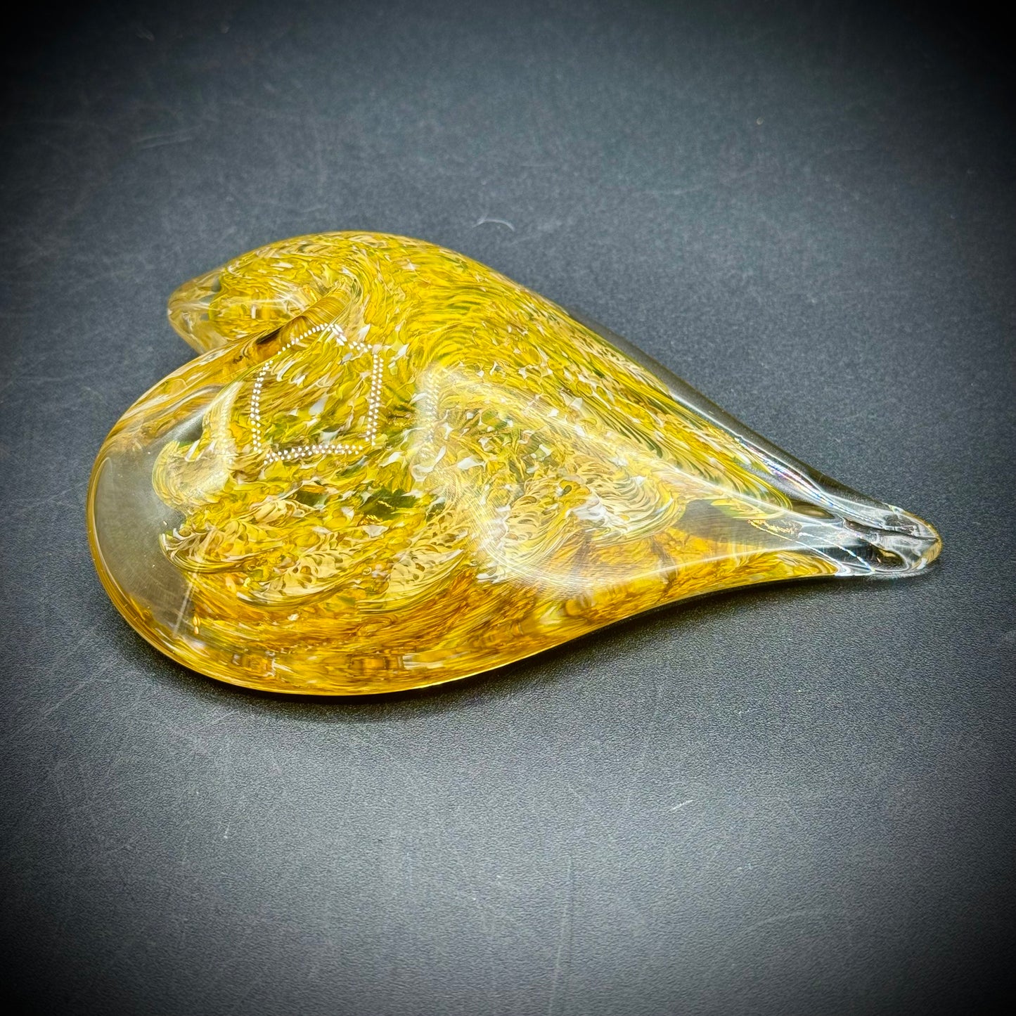 Hand Blown Art Glass Heart Paperweight