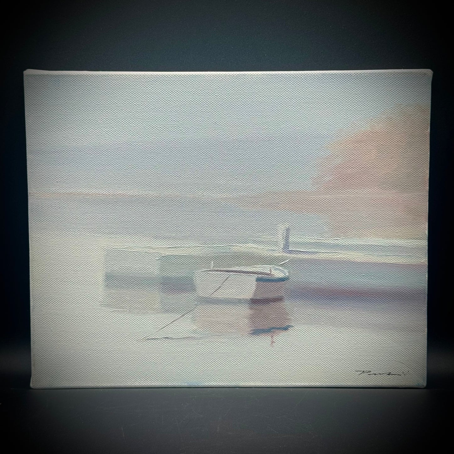 Beautiful Original Boat on Water Oil Painting - Artist Signed on Stretch Canvas
