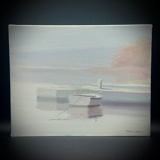 Beautiful Original Boat on Water Oil Painting - Artist Signed on Stretch Canvas