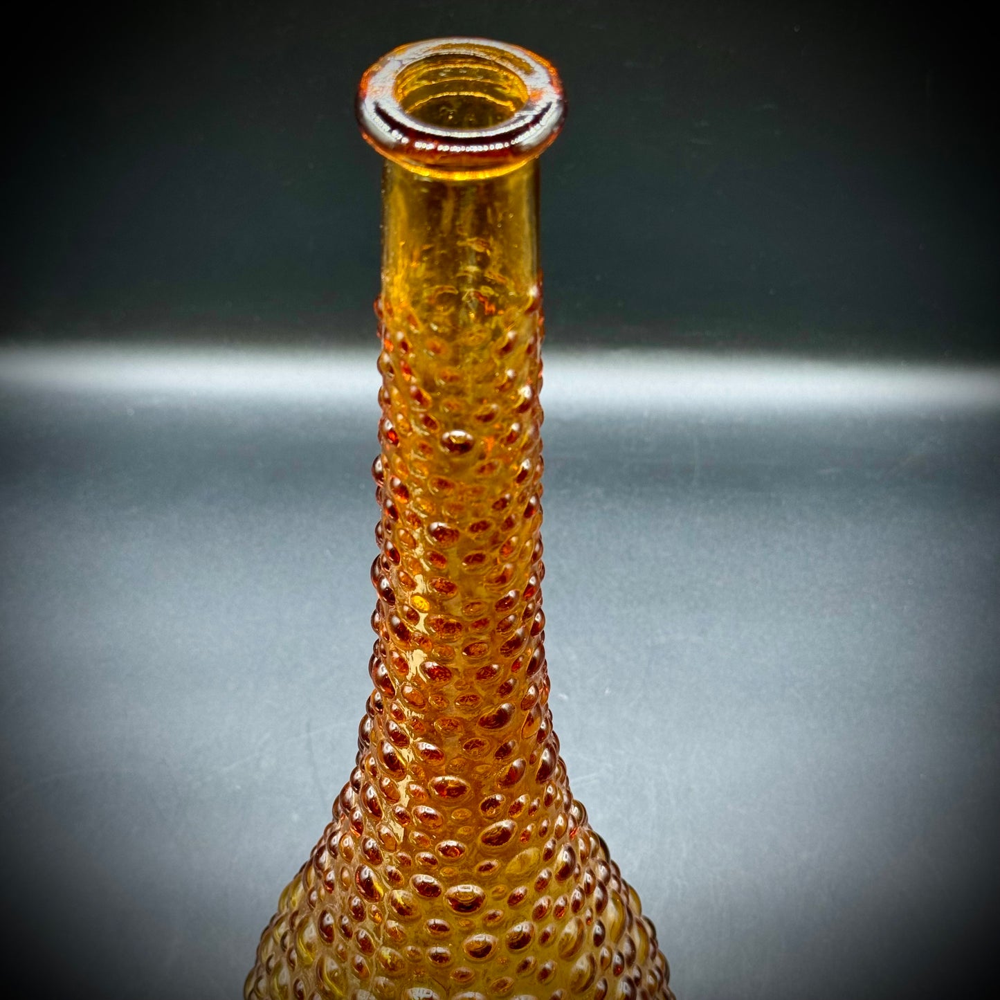 Vintage Empoli Italian Bubble Art Glass Amber Vase/Bottle