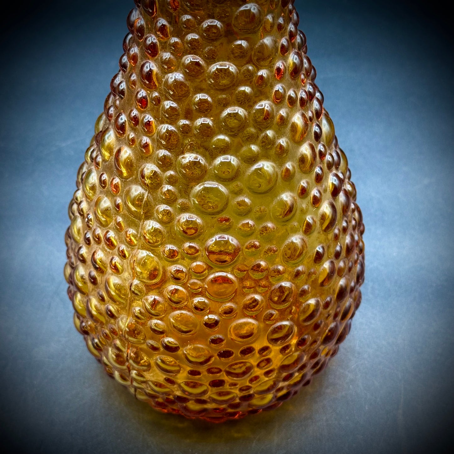 Vintage Empoli Italian Bubble Art Glass Amber Vase/Bottle