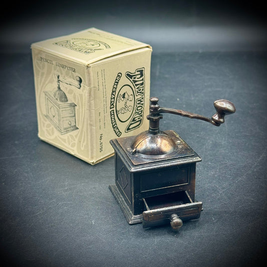 Vintage Metal Pencil Sharpener #09 - Coffee Grinder with Box - Made in Hong Kong