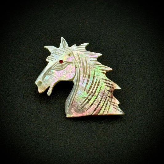 Vintage Mother of Pearl Horse Head Pin