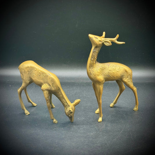 Vintage Deer & Stag Brass Figurines - Made in Korea