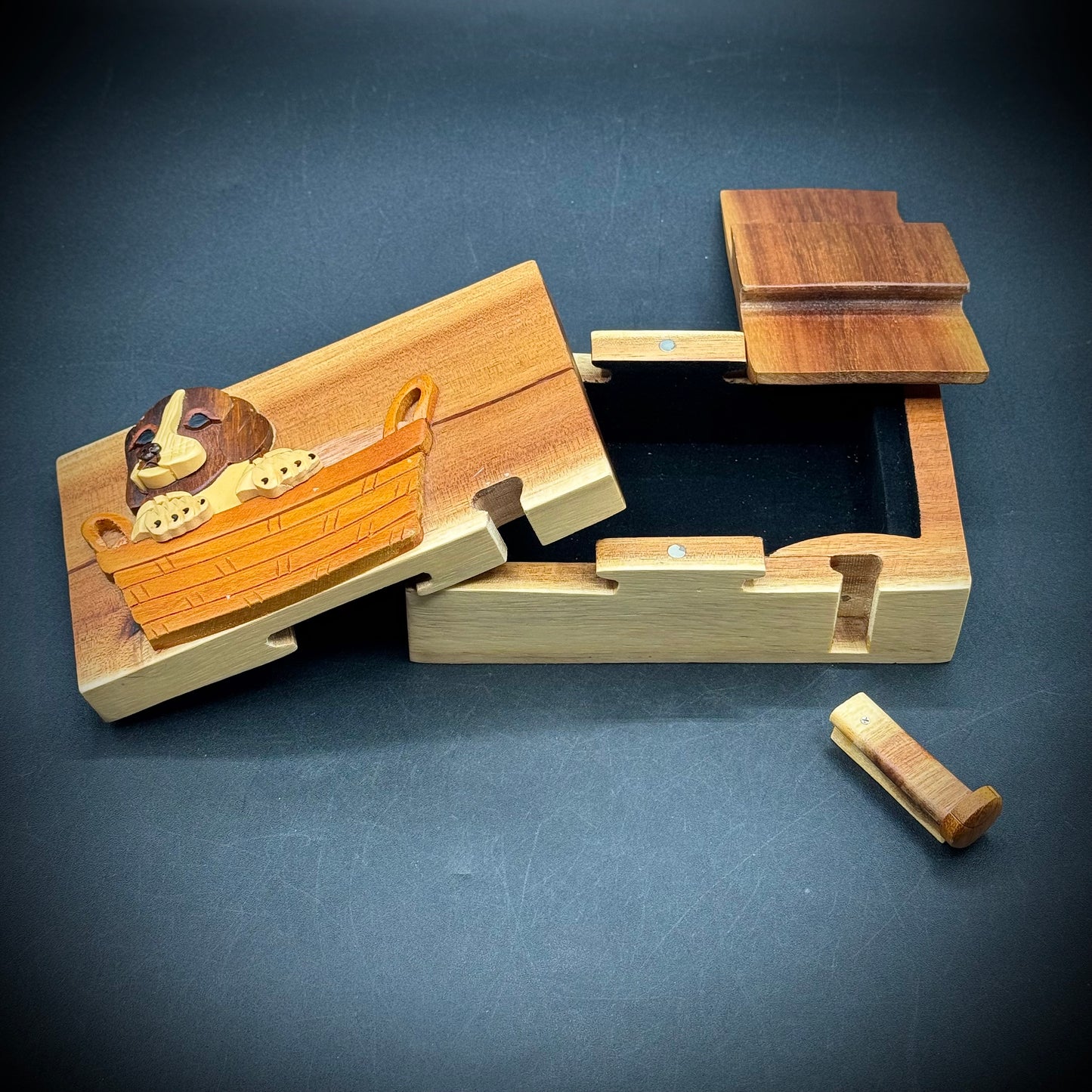 Carver Dan's Hand Crafted Wood Dog Puzzle Box