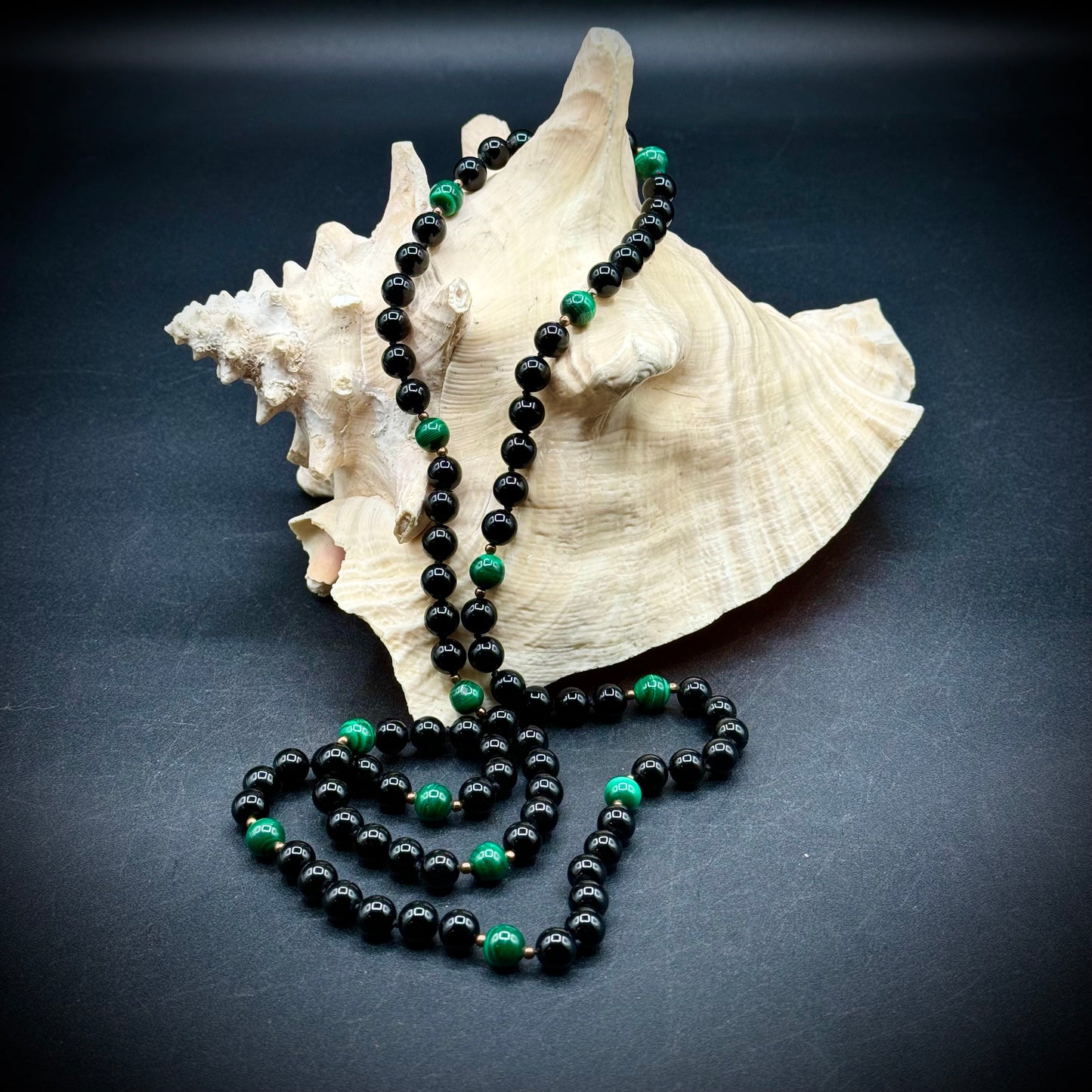 Onyx & Malachite Bead Necklace