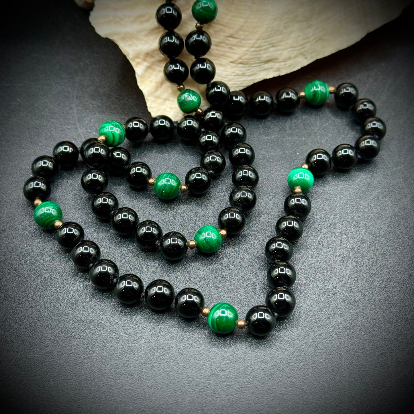 Onyx & Malachite Bead Necklace