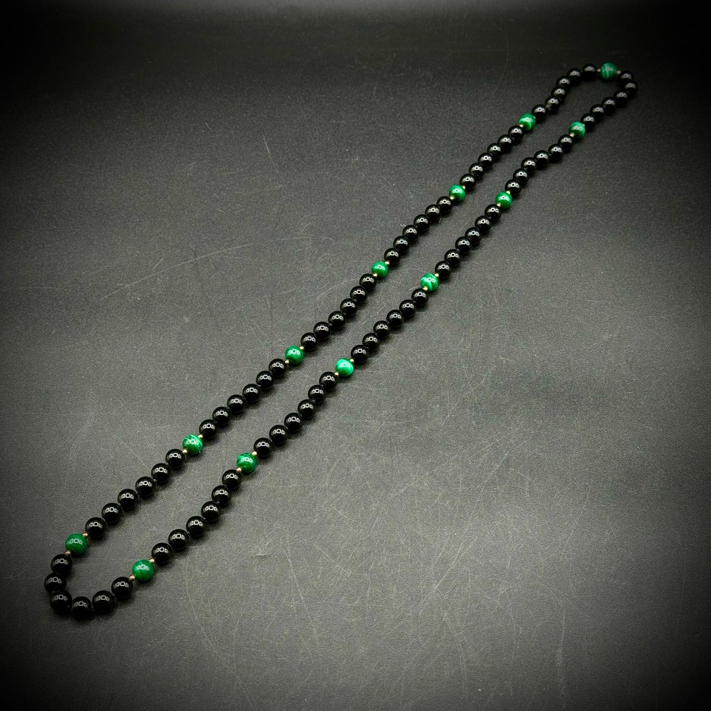 Onyx & Malachite Bead Necklace