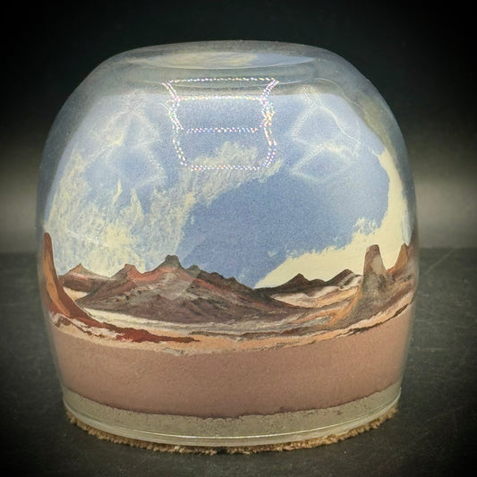 Large Sand Art Paperweight - Native American Made with Label