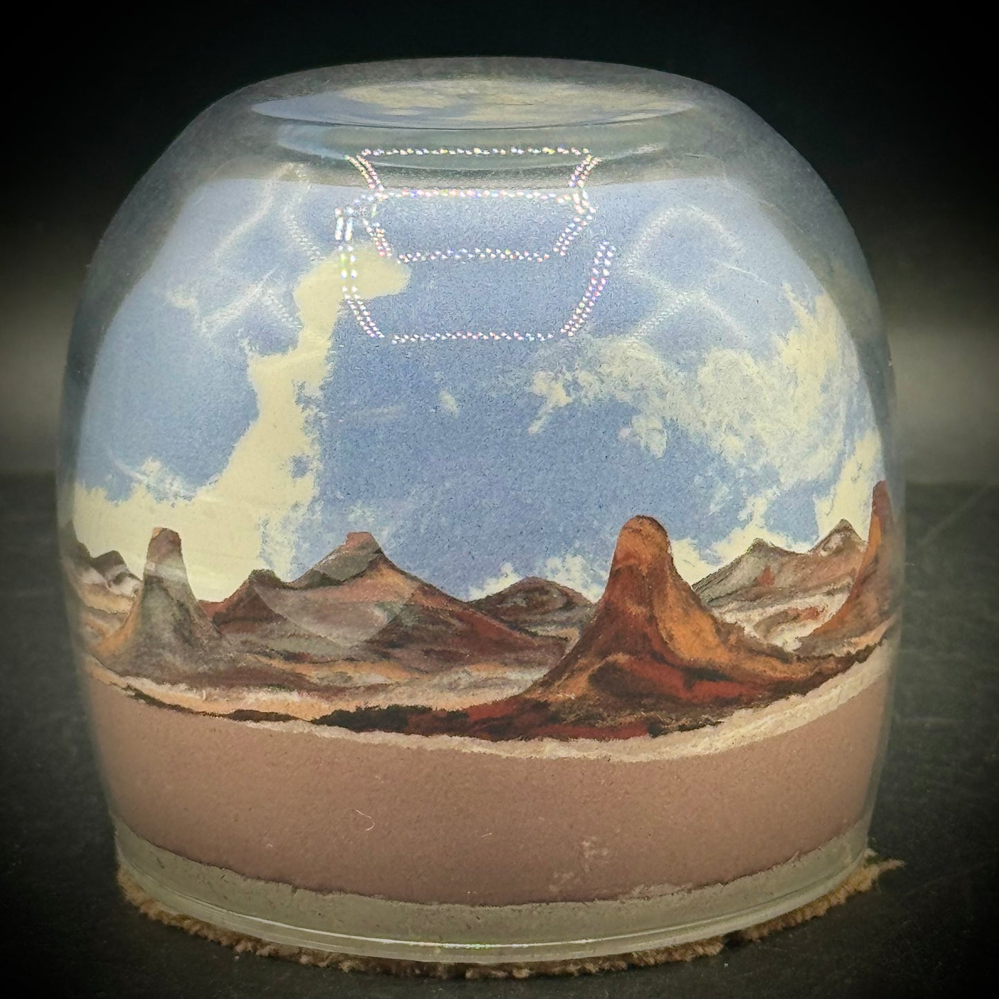 Large Sand Art Paperweight - Native American Made with Label