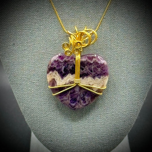 Amethyst Stone Heart Pendant