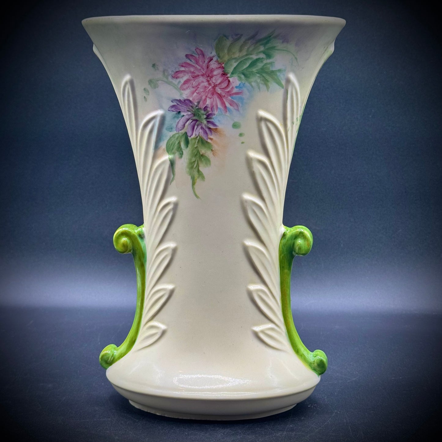Stunning 1950s Artist Eva White Signed Abingdon Floral Vase