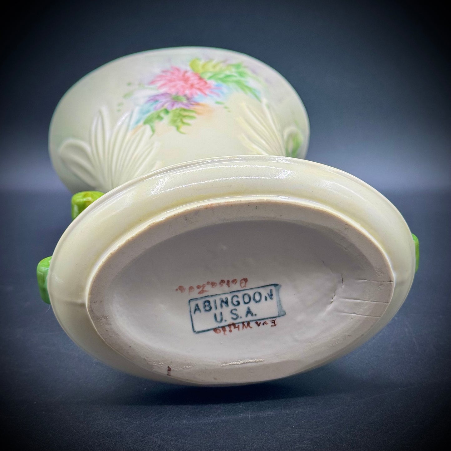 Stunning 1950s Artist Eva White Signed Abingdon Floral Vase