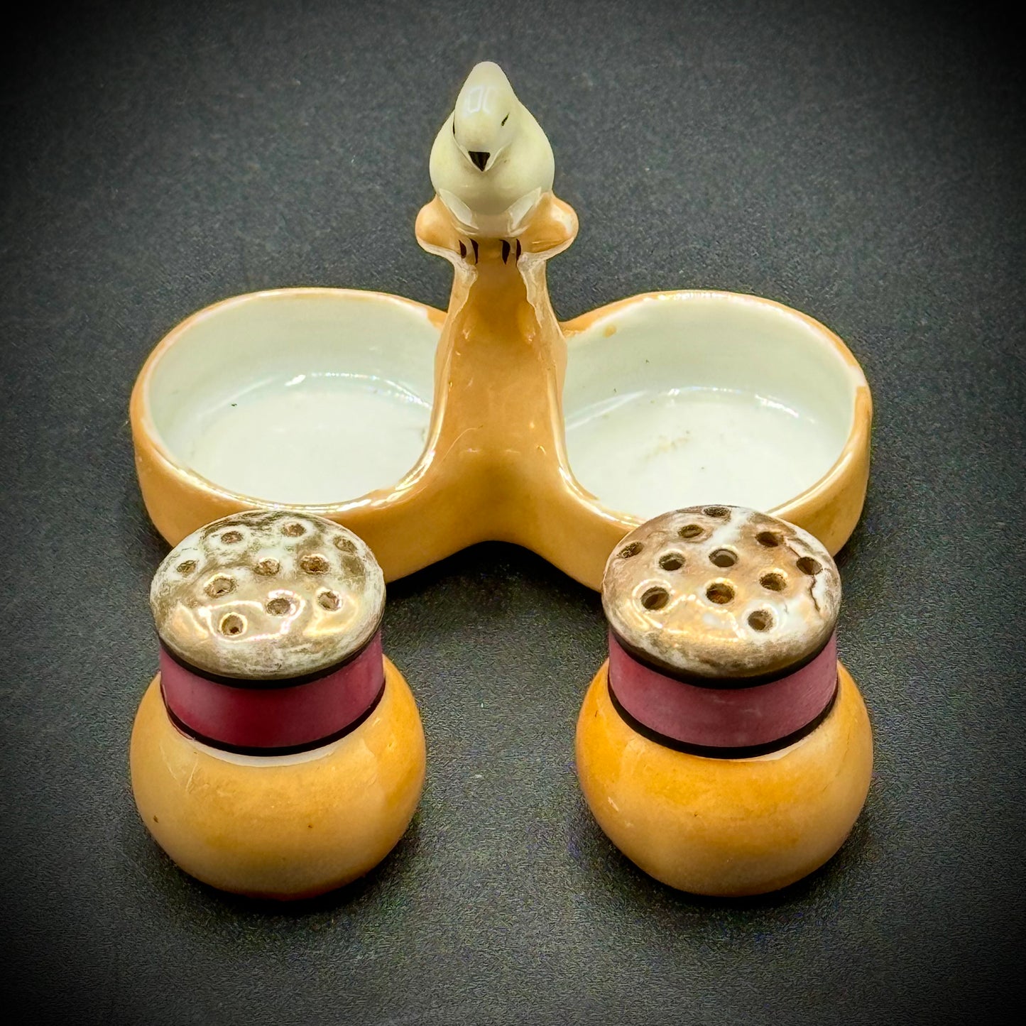 Vintage Bird Motif Lusterware Salt & Pepper Japan