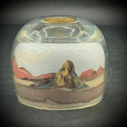 Native American Sand Art Paperweight with Artist Label on Top