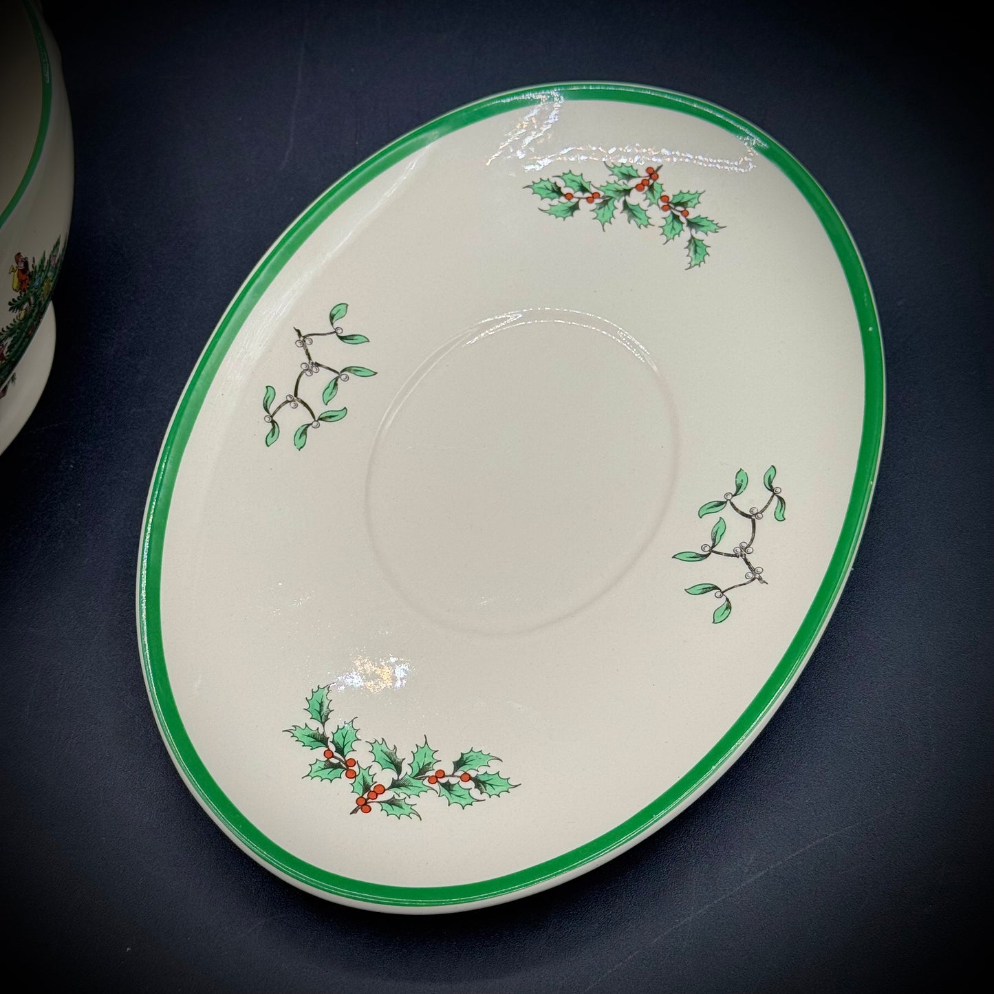 Vintage Spode Christmas Tree Gravy Boat & Underdish - Made in England