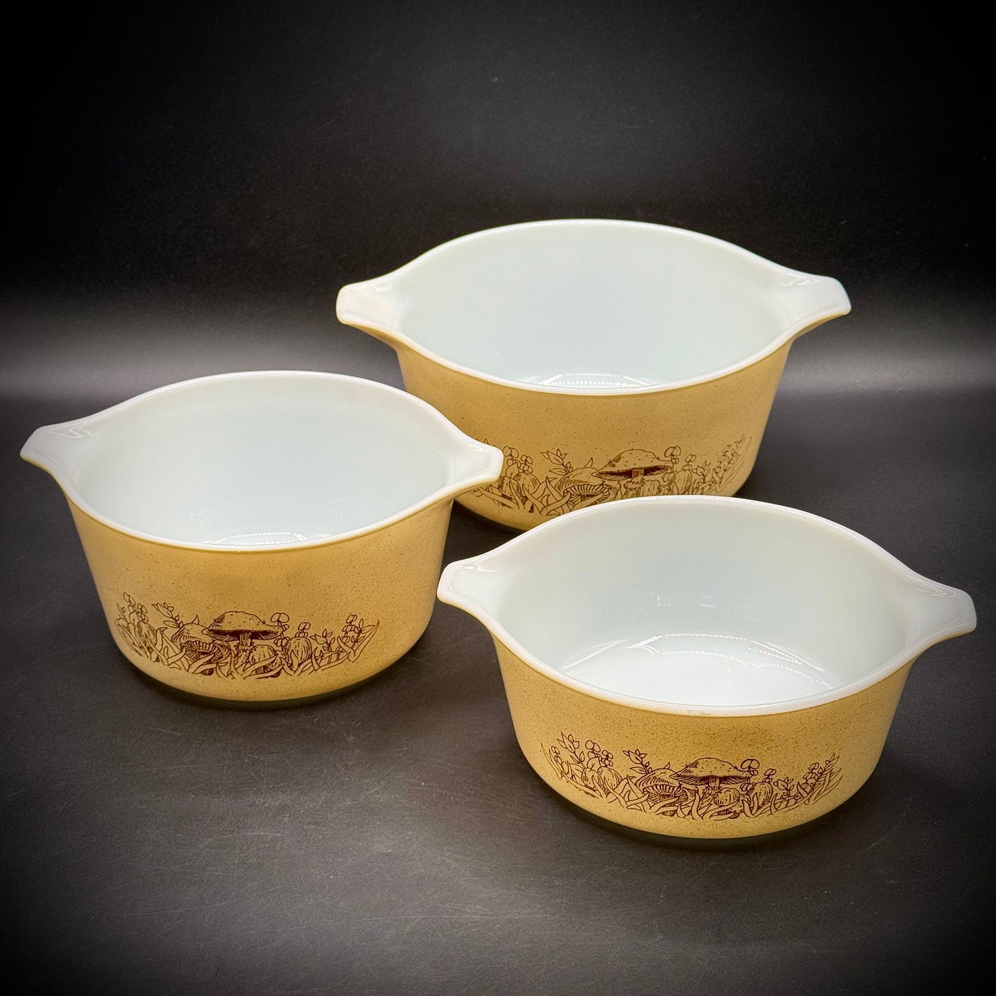 Set of 3 Vintage Pyrex "Forest Fancies" Casserole Dishes