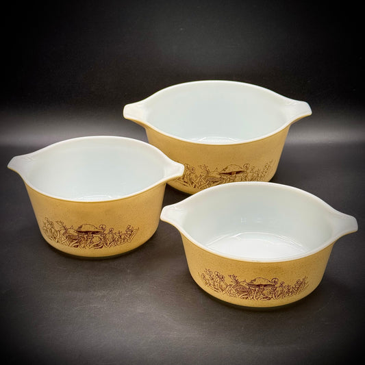 Set of 3 Vintage Pyrex "Forest Fancies" Casserole Dishes