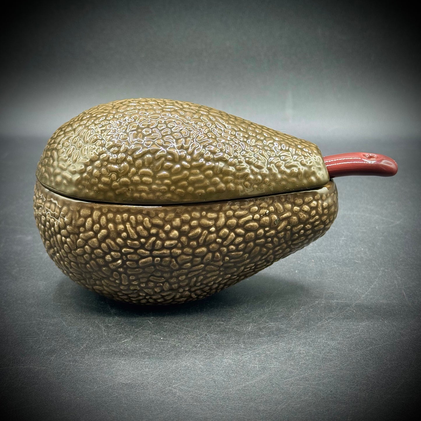 Ceramic Avocado Serving Bowl & Spoon