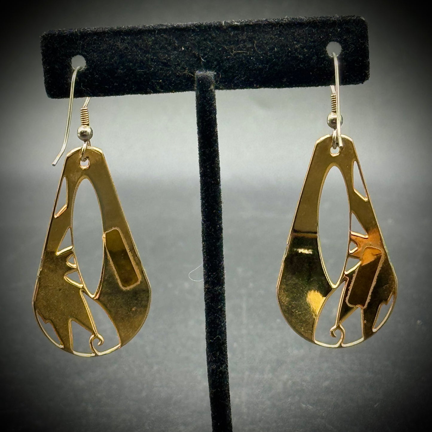 Yellow Enamel & Gold Tone Metal Earrings