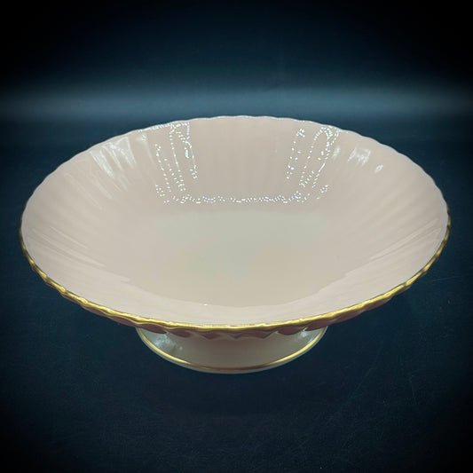 Vintage 1960s-1970s Pink Lenox Scalloped Pedestal Bowl
