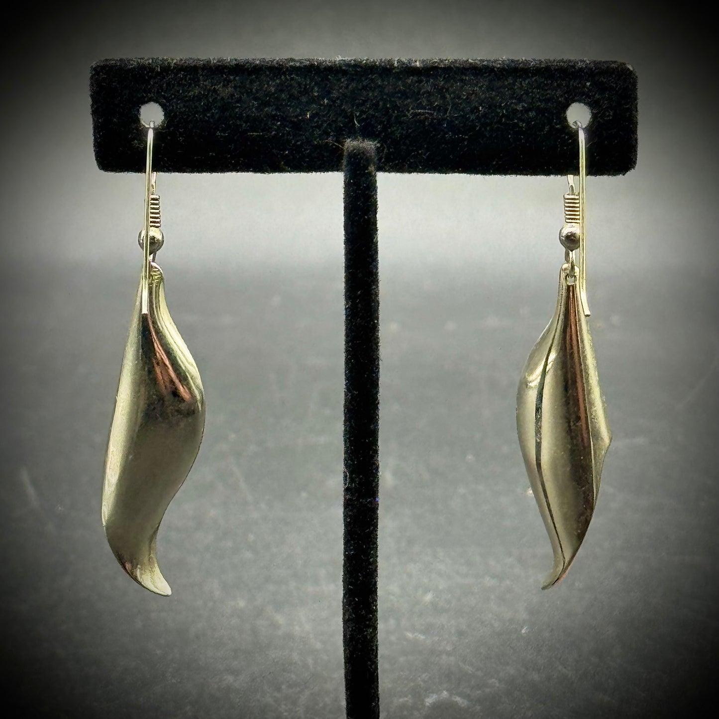 Enamel & Silver Tone Metal Leaf Motif Earrings